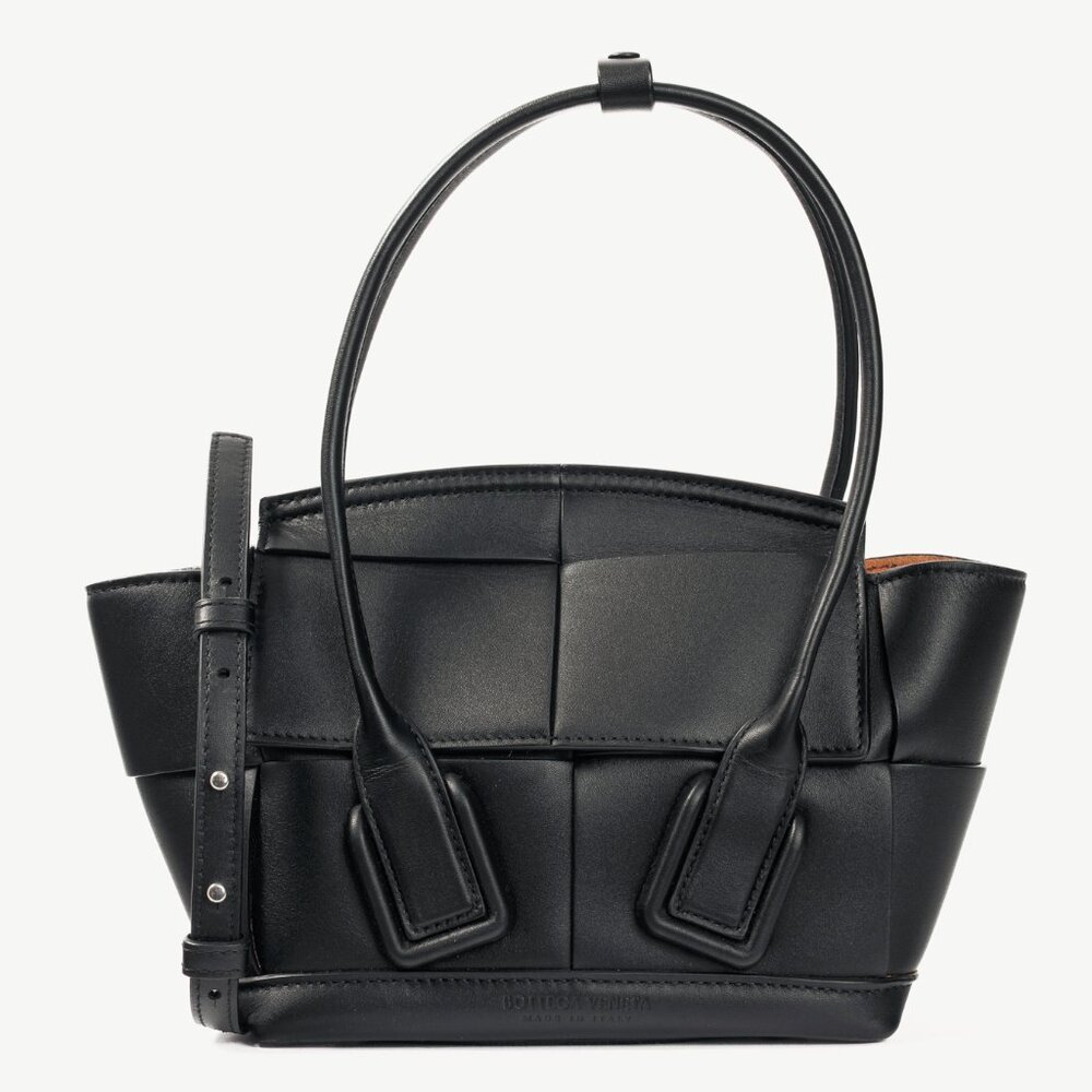 Bottega Veneta Mini Arco 29 Black Intrecciato Tote